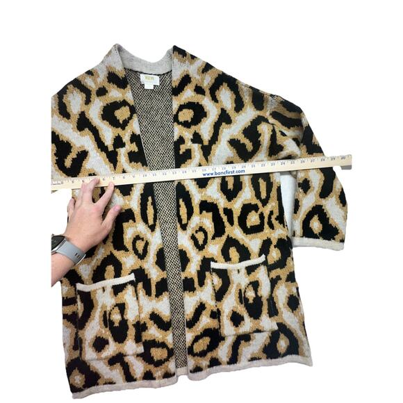 Anthropologie Maeve Cardigan Womens Size Medium Open Oversized Leopard Knit - Picture 4 of 8
